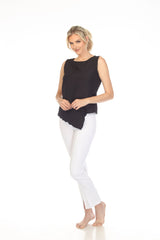 Textured Asymmetric Tank in Black - 5743T