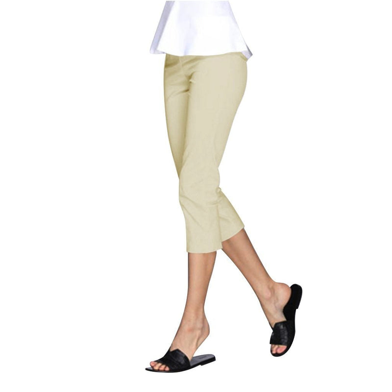 Mesmerize "Nova" Zip Front Capri's in Light Khaki - NOVA-LK - Size 4 &12 Only!