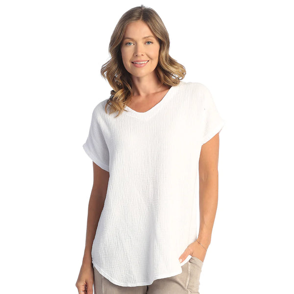 Jess & Jane Mineral Washed Gauze Short Sleeve Top - M104 - Limited Sizes
