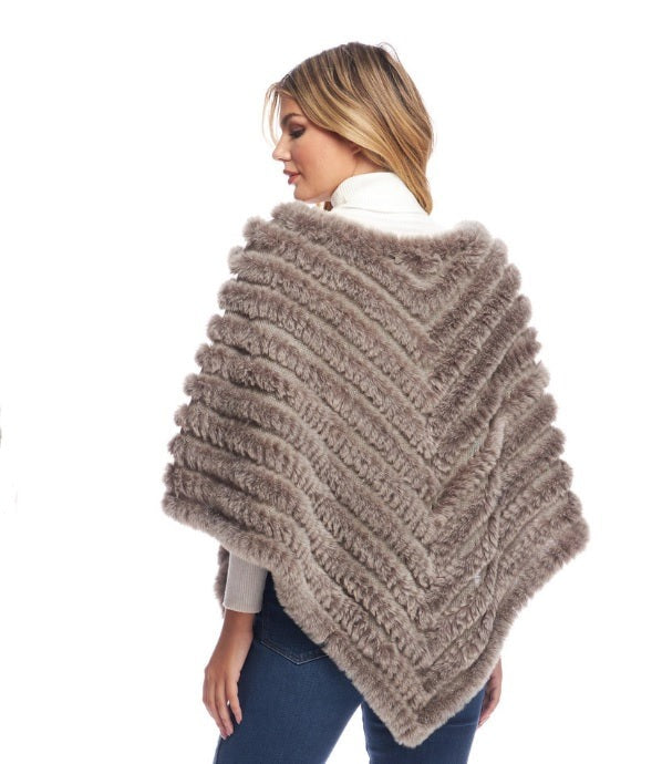 Donna Salyer's Faux-Fur Knitted Poncho in Natural - 16166-NAT