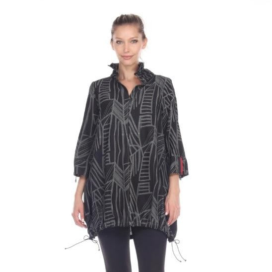 Moonlight Abstract Print Drawstring Tunic Top - 3171 - Size XL Only!