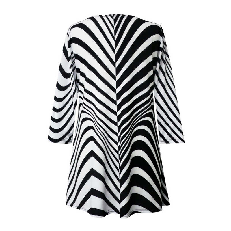 Valentina Zebra-Print V-Neck Tunic in Black/White - 21238