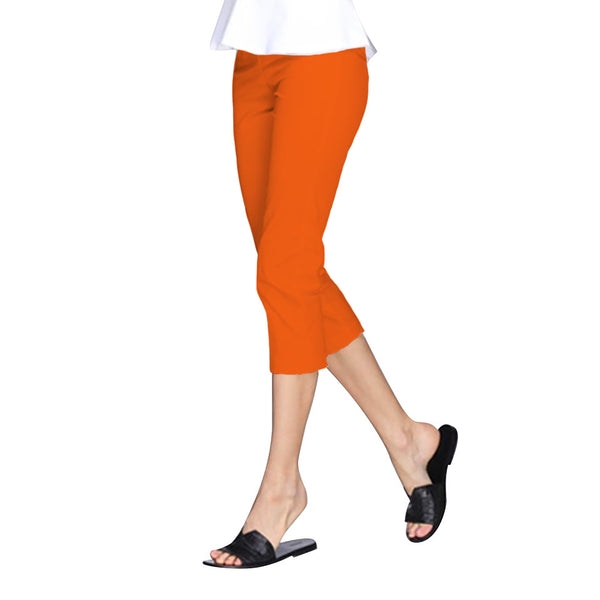 Mesmerize Zip Front Capri Pants With Back Slits in Orange - NOVA-OR - Size 4