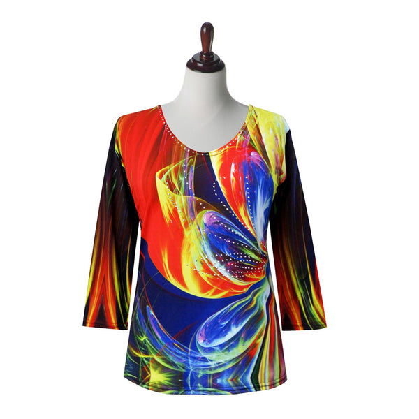Valentina "Blue Sunrise" V-Neck Print Top in Multi - 23717 - Sizes S & M Only!