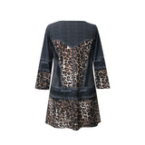 Valentina Signa "Leopard & Denim" Print V-Neck Tunic - 22689-TU