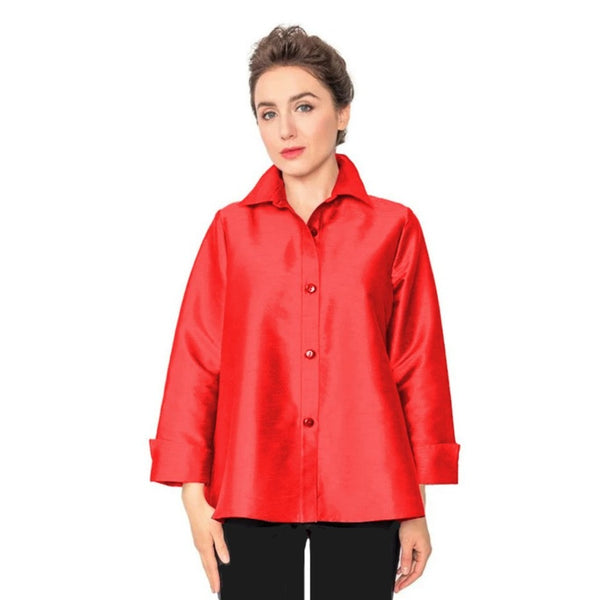 IC Collection Button Front Blouse in Red - 4442J-TRD