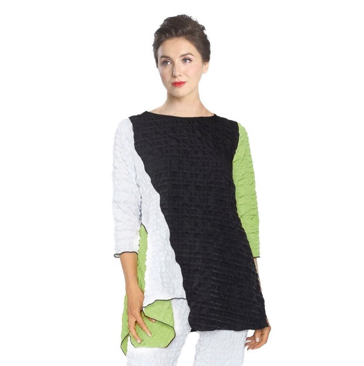 IC Collection Colorblock Tunic in Lime/Black/White - 5798T-LM - Size S Only!