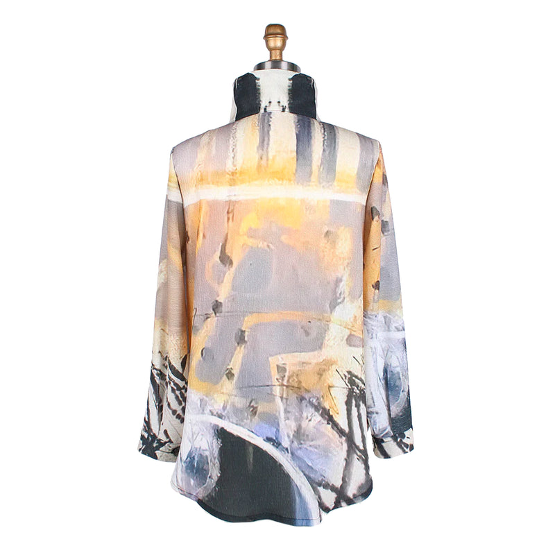 Damee Abstract Art Print Long Tunic Shirt in Multi - 7087-YLW