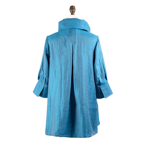 Solid Shimmery Button Down Swing Jacket in Sky Blue  200 -SB