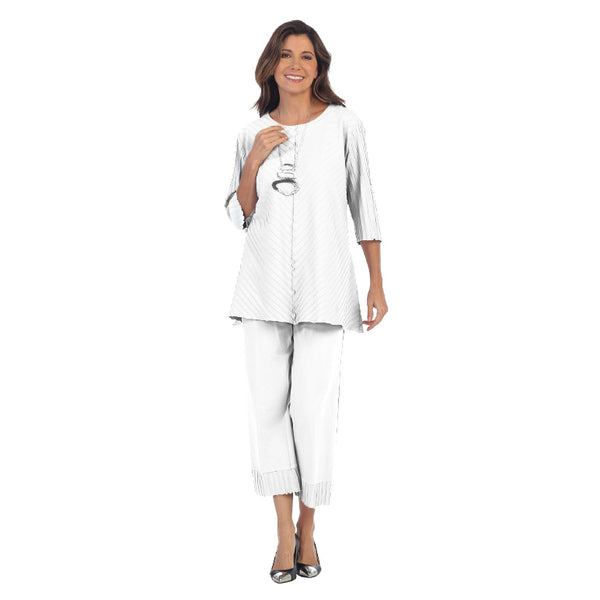 Focus Fashion PulLOn Rib Cuff Flood Pants in White - CS380-WT
