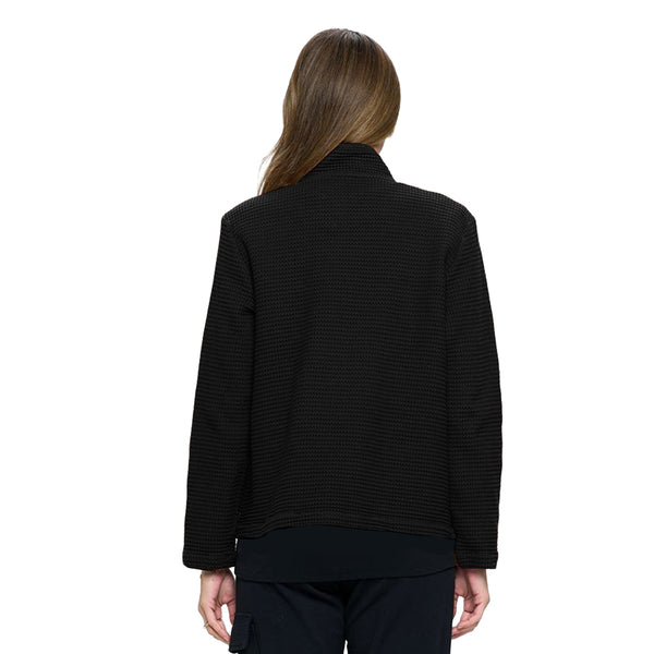 Focus Fashion High-Neck Collar Jacket in Black - SW224-BK