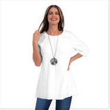 Diagonal Rib High-Low Tunic in White - CS-342/390-WT