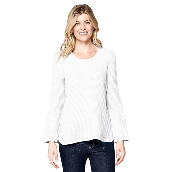 Focus Lightweight Cotton Waffle Top in White - C691-WHT